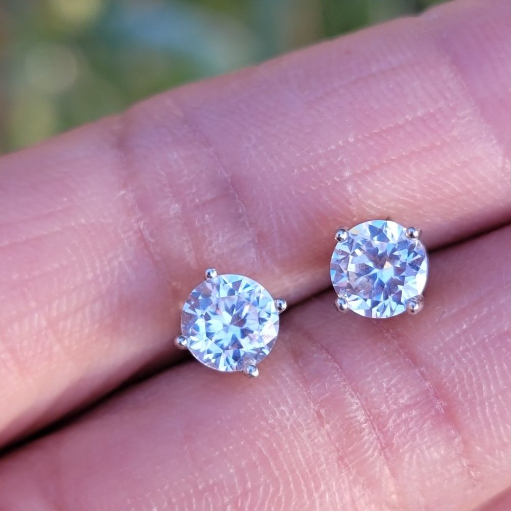 Solitaire Cz Diamond Solid 925 Sterling Silver St… - image 2